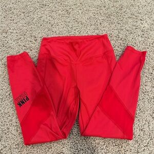 Victoria’s Secret PINK Red Active Leggings Size M Mesh Hem High Rise Athletic